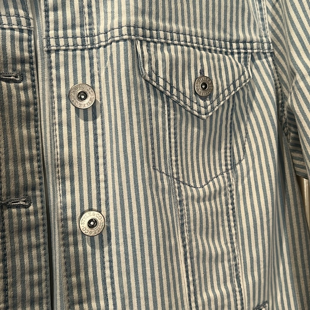 Style & Co. Blue and White Striped Jean Jacket - Picture 3 of 3